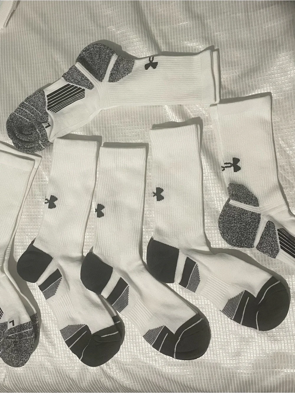 Under Armour White Crew Athletic Socks with Gray Accents